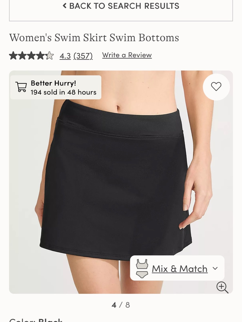 Lands' End Black Women's Swim Skirt